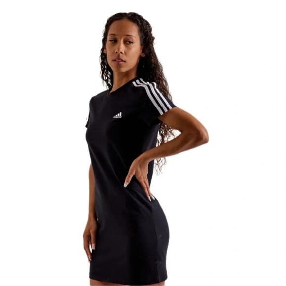 WOMENS ADIDAS 3-STRIPES FITTED T-SHIRT DRESS SIZE XS NWOT - Picture 3 of 8